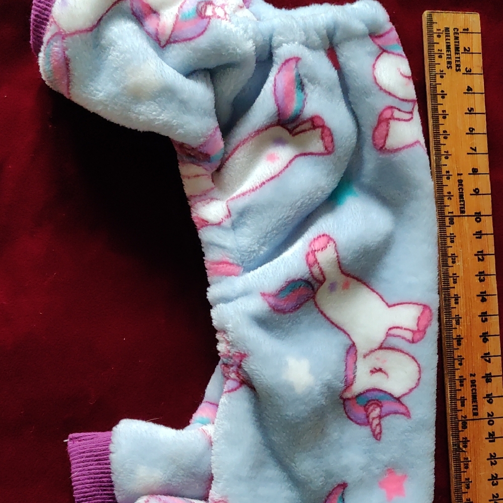 Plush Unicorn Print Fleece Pants - Light Blue & Pink